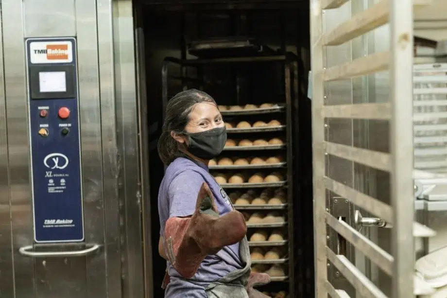 Equipment crated for an overseas bakery